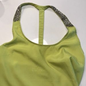 Lime green sequin T-back tank